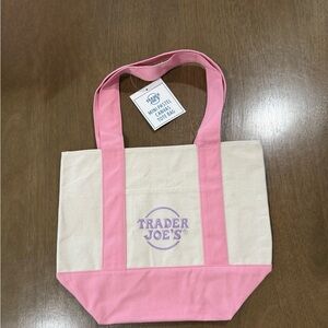 Pink and Cream Canvas Tote Bag